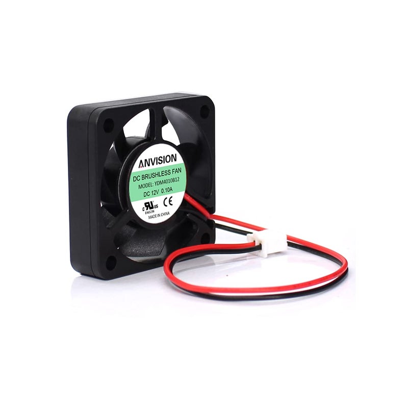 ANVISION 40mm x 10mm DC 12V Brushless Cooling Fan, Dual Ball Bearing, 2 Pin - Image 2